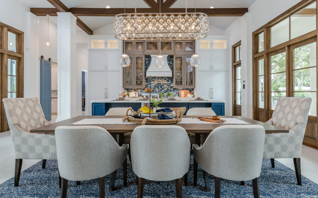 Open concept living, dining, and cooking spaces are ideal for holiday entertaining.